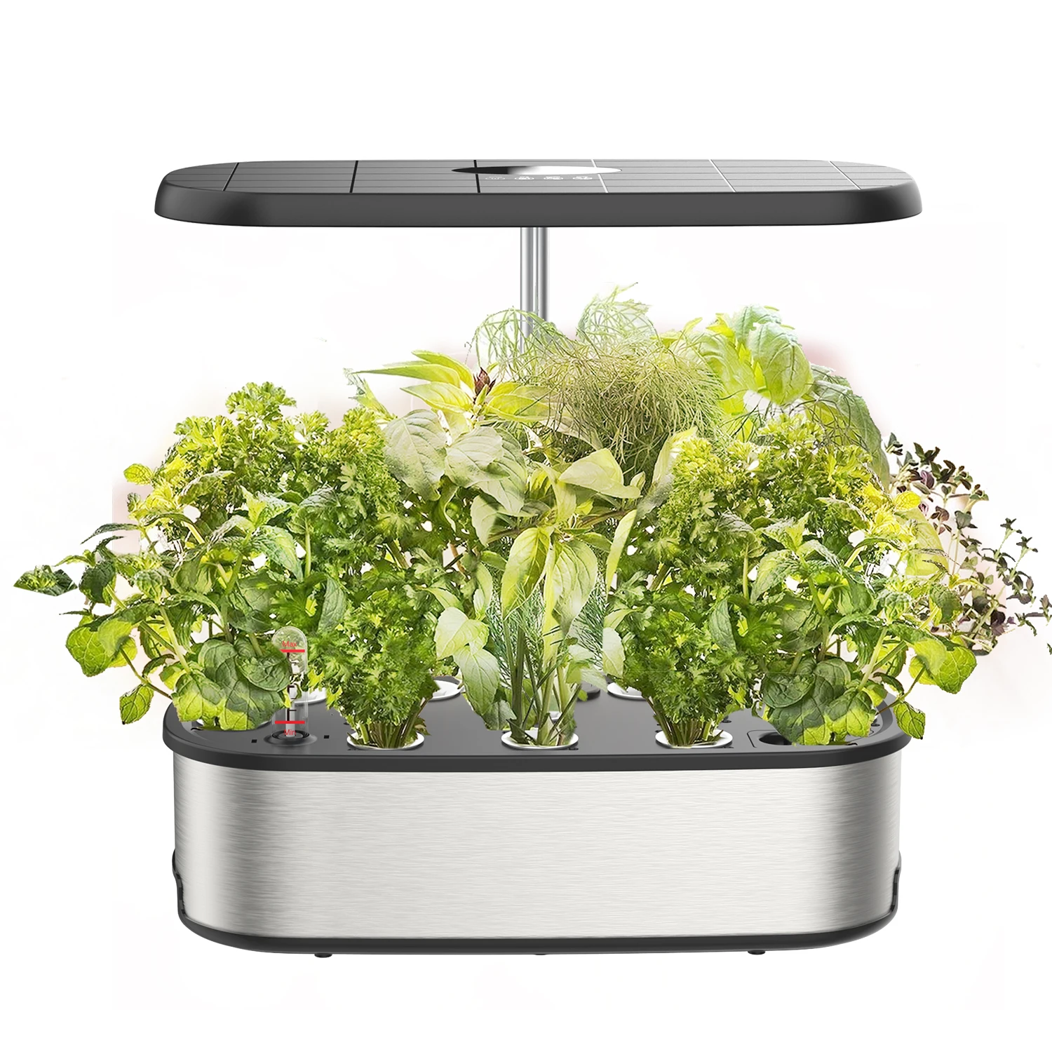 Smart Electronic Indoor Hydroponic Garden System Customizable Own Design with High-Class Stainless Steel Look for Home Use