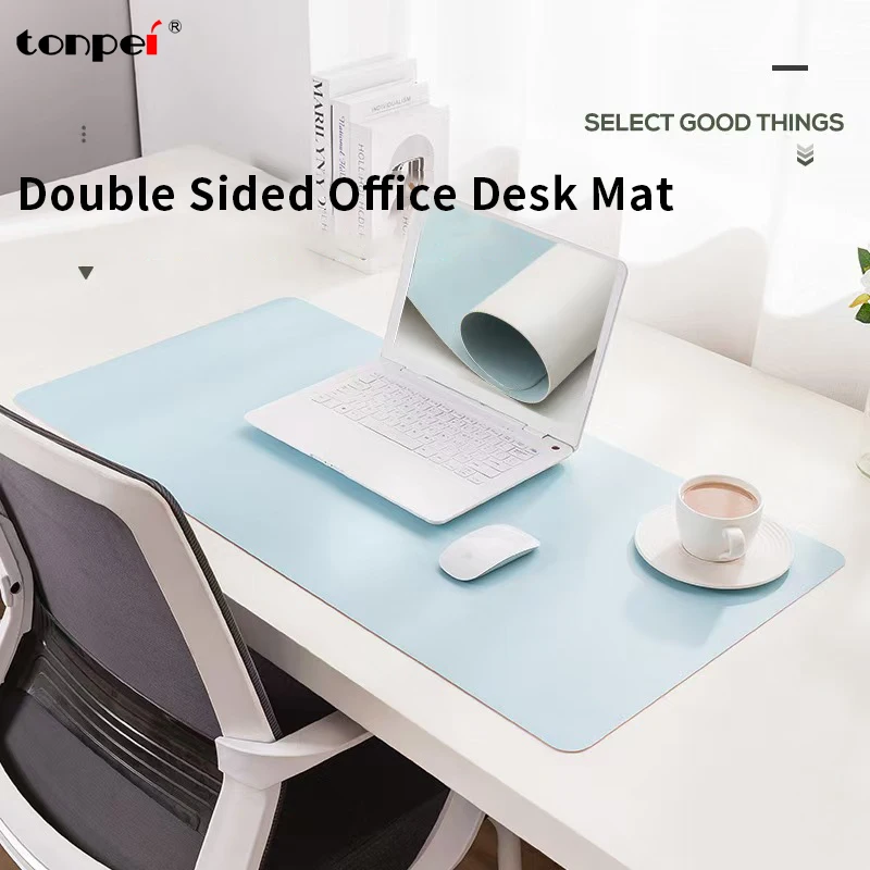 1sheet Large Mouse Pad Double Sided Anti Slip Office Desk Mat Leather Desk Pad Protector PU Leather Desk Blotter Laptop Desk Pad