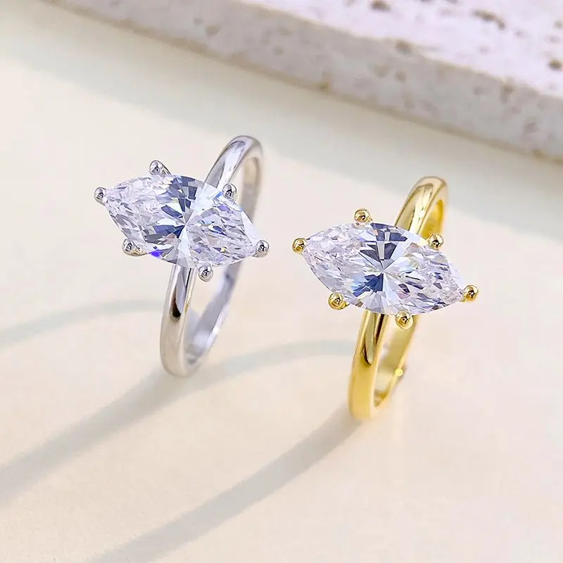 

KNB 2CT настоящая маркиза муассанит бриллиант свадебные обручальные кольца для женщин стерлингового серебра 925 пробы роскошные драгоценные камни ювелирные изделия