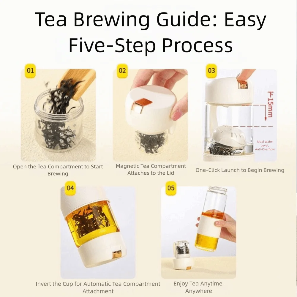 

Portable Design Glass Water Bottle High Temperature Resistant Elastic Mechanism Double-Layer Insulated Mug Large Capacity