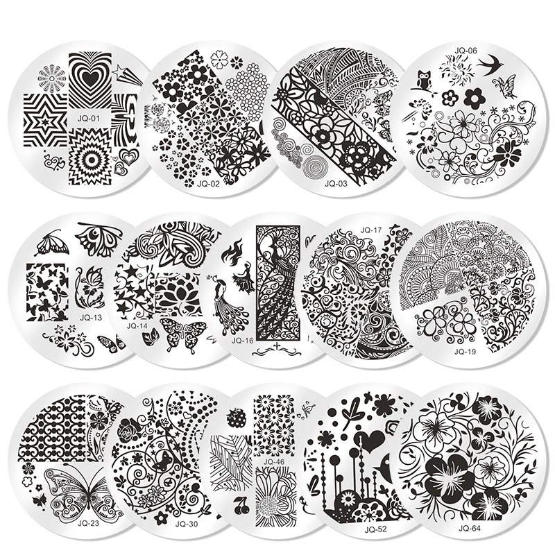 1pc Nail Art Stamping Plates Stainless Steel Template Nail Gel Polish Love Shape Flower Printing Stamping Stencil Nail Art Tools