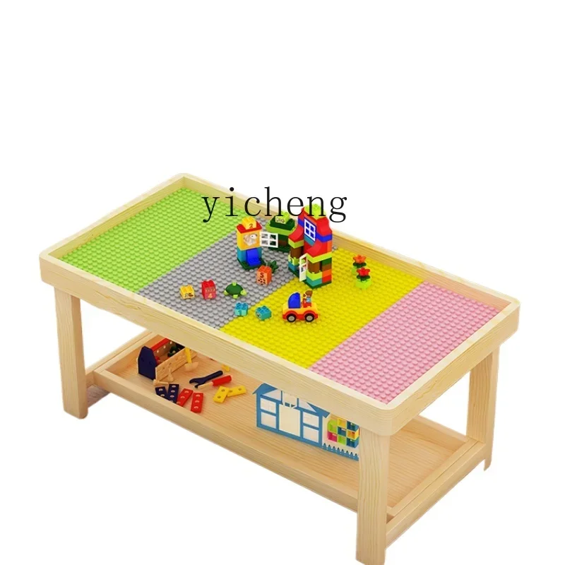 Mesa de bloco de construção de madeira maciça XL Mesa de brinquedo multifuncional para crianças Mesa de jogos para bebês Prancheta