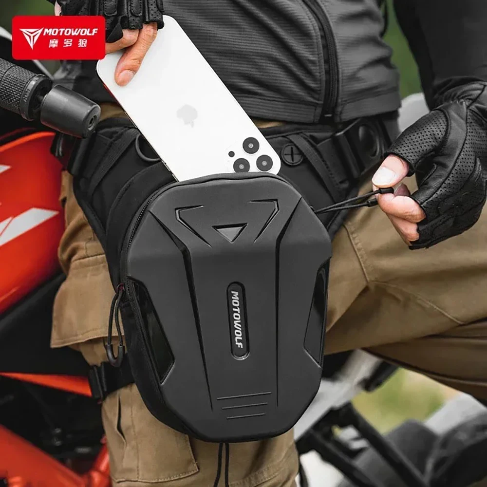 Motorcycle Moto Leg Side Storage Bag Motorbike EVA Hard Shell Male Phone Waist Pack Quick Release Belt Bags with headphone plug