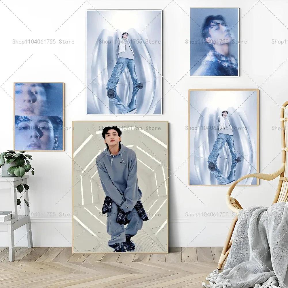 Pop Jungkook 3D Singer Poster Canvas Painting Wall Art for Picture Coffee House Bar Living Room Bedroom Restaurant Home Decor
