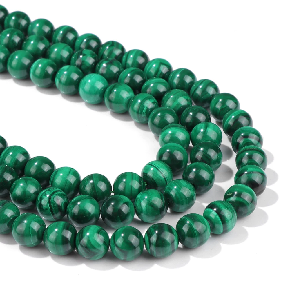 Natural Round Malachite Beads 4 6 8 10 12MM Green Gem Stone Loose Beads for Jewelry Making DIY Necklace Bracelet Accessries