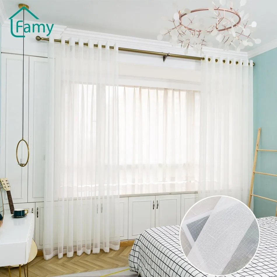 

Solid White Sheer Window Curtains Tulle for Living Room Bedroom Sheer Finished Drape Window Treatments Curtains Drape Decor