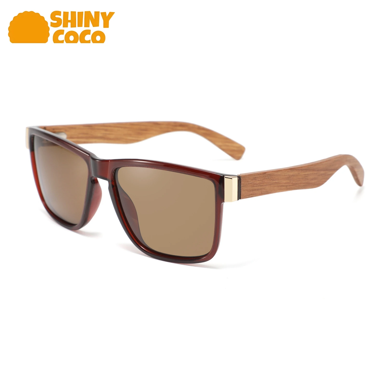 

ShinyCoCo Luxury Brand Bamboo Wood Sunglasses For Fishing Driving Sun Protection Spring Feet Adjustable Polarized Sunglasses