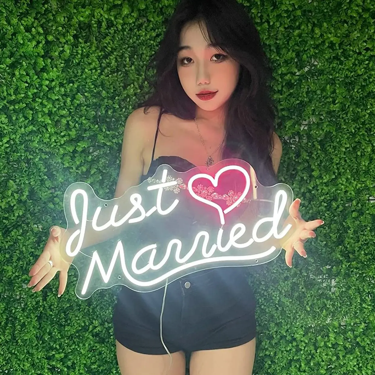 Just Married ปากการูปหัวใจ Custom เครื่องตกแต่งฝาผนัง,งานแต่งงานปากการูปหัวใจของตกแต่งงานแต่งงาน,นีออนป้าย Led ป้ายของขวัญสำหรับเขา