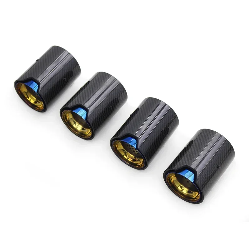 NIEUW Blauw zwart zilver Uitlaat TWIN Eindtips Uitlaat voor universele koolstofstalen auto Koolstofvezel roestvrijstalen buizen