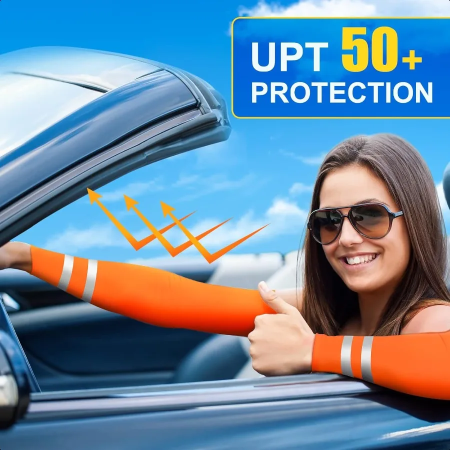 6 Pairs UV Sun Protection Arm Sleeves for Men Women Reflective Cooling Comprion Sleeves Golf Outdoor Sports