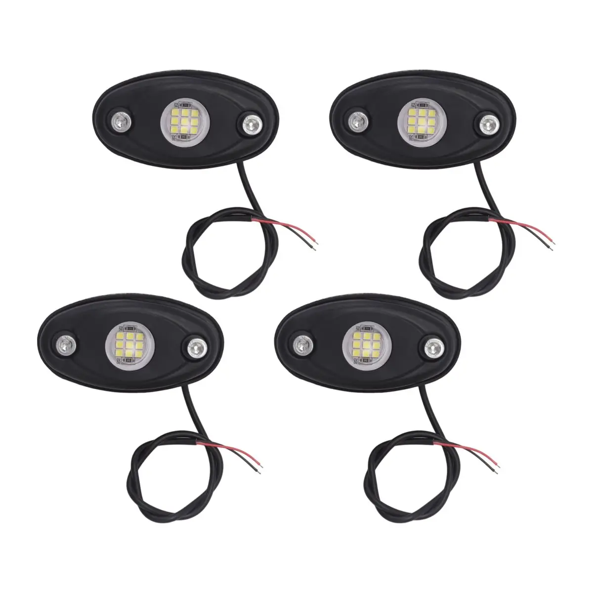 #80G Rock Light Kit,4Pcs 9LED Rock Light Kit LED Neon Light for Road Truck Boat White (black)