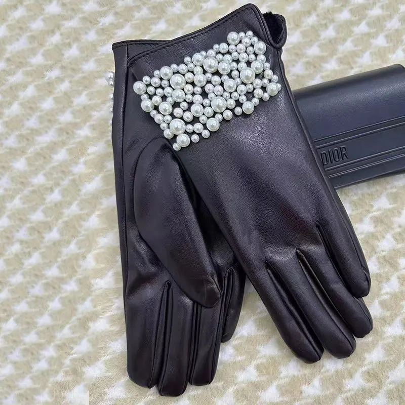 

Легкие роскошные бусины для ногтей в тяжелой промышленности ~ женские бархатные кожаные перчатки сохраняют тепло и ветрозащитный темперамент зимой