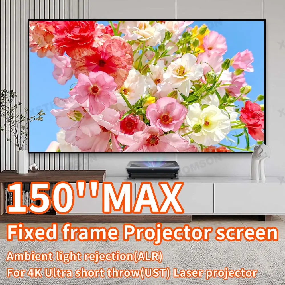 

T Prism Projection Screen 130-150 inch Anti-light Rejection ALR Frame Wall Hanging Curtain for UST Ultra Short Throw Projector