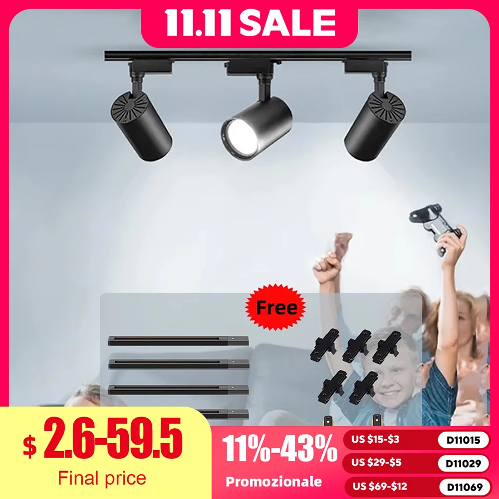 

Track Light Fixture LED Ceiling Lamp 220V COB Spotlight 12W 20W 30W Wall Lamp for Living Room Decor Shopping Mall Track Lighting