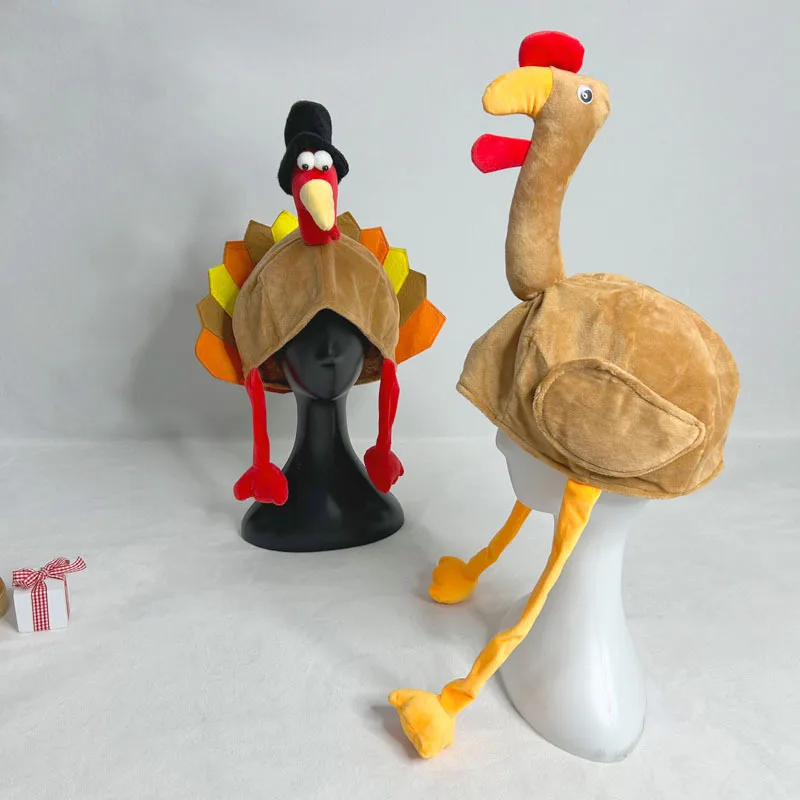 

New Unisex Cute Thanksgiving Decoration Turkey Hat Creative Comfortable Unisex Soft Roleplaying Photo Cap Birthday Party Costume
