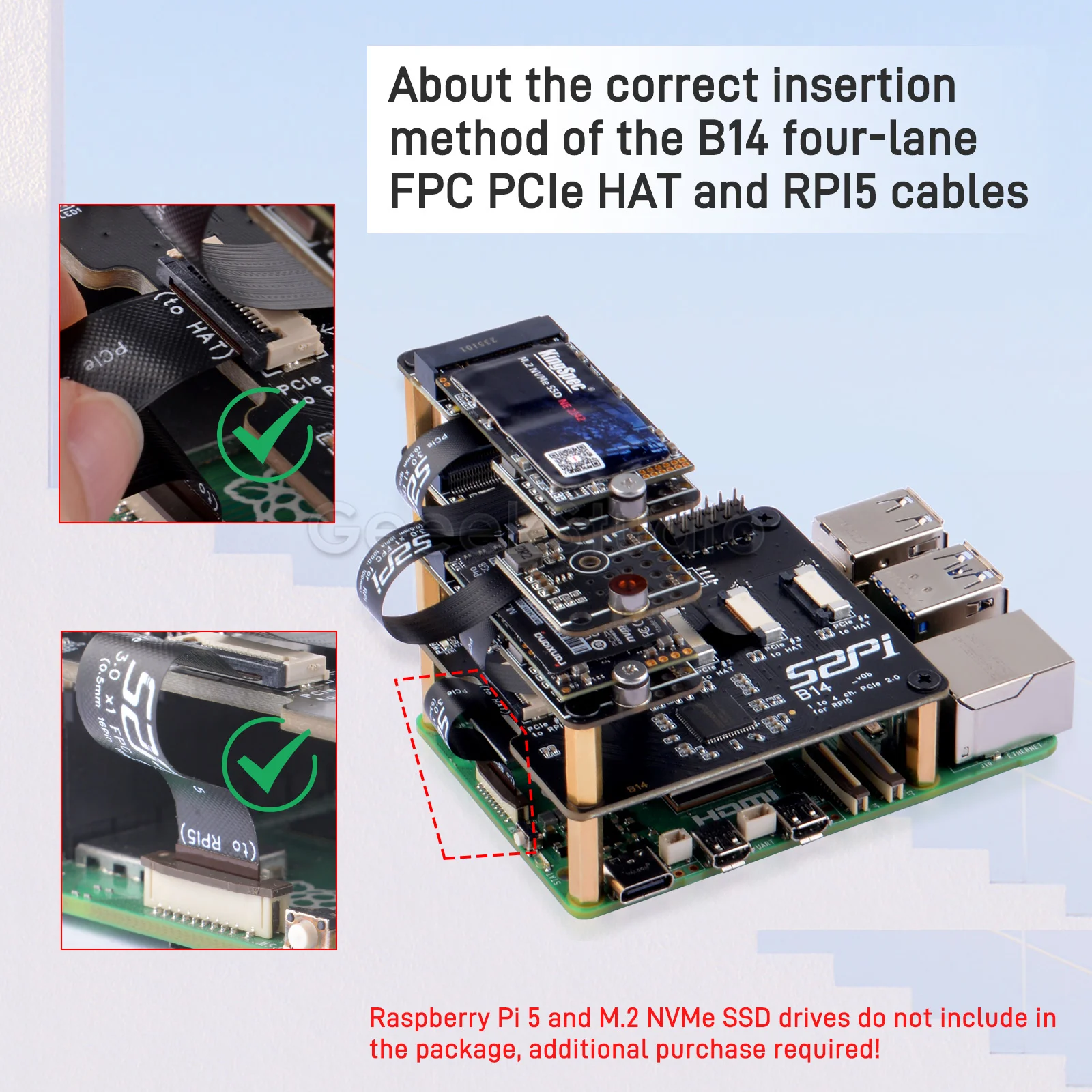 Imagem -03 - Quad Fpc Pcie Hat para Raspberry pi Capacidade de Encadeamento de Margarida B14