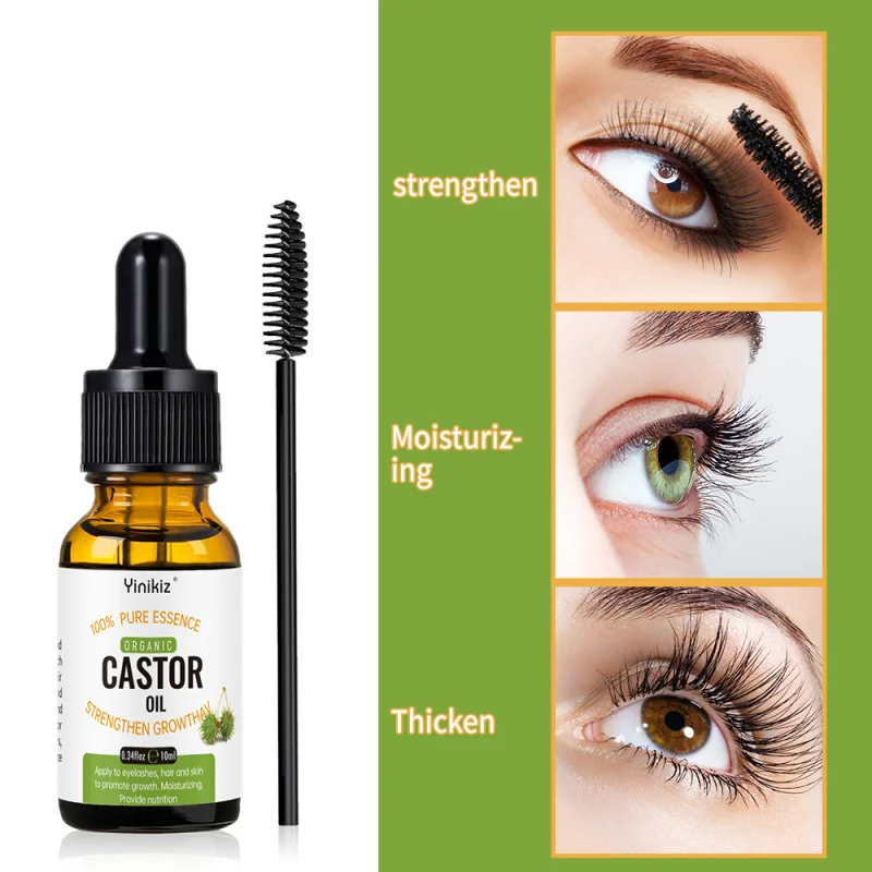 YinikizCastor Oil castor oil Eyebrow Mascara Hair Care Essential Oil Gentle Moisturizing10ml