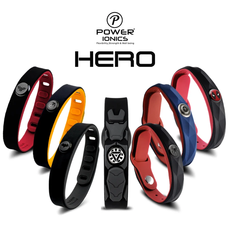 Power Ionics New Hero 3000 Anions Sports Titanium Fashion Waterproof Bracelet Wristband Free Engrave Jewelry