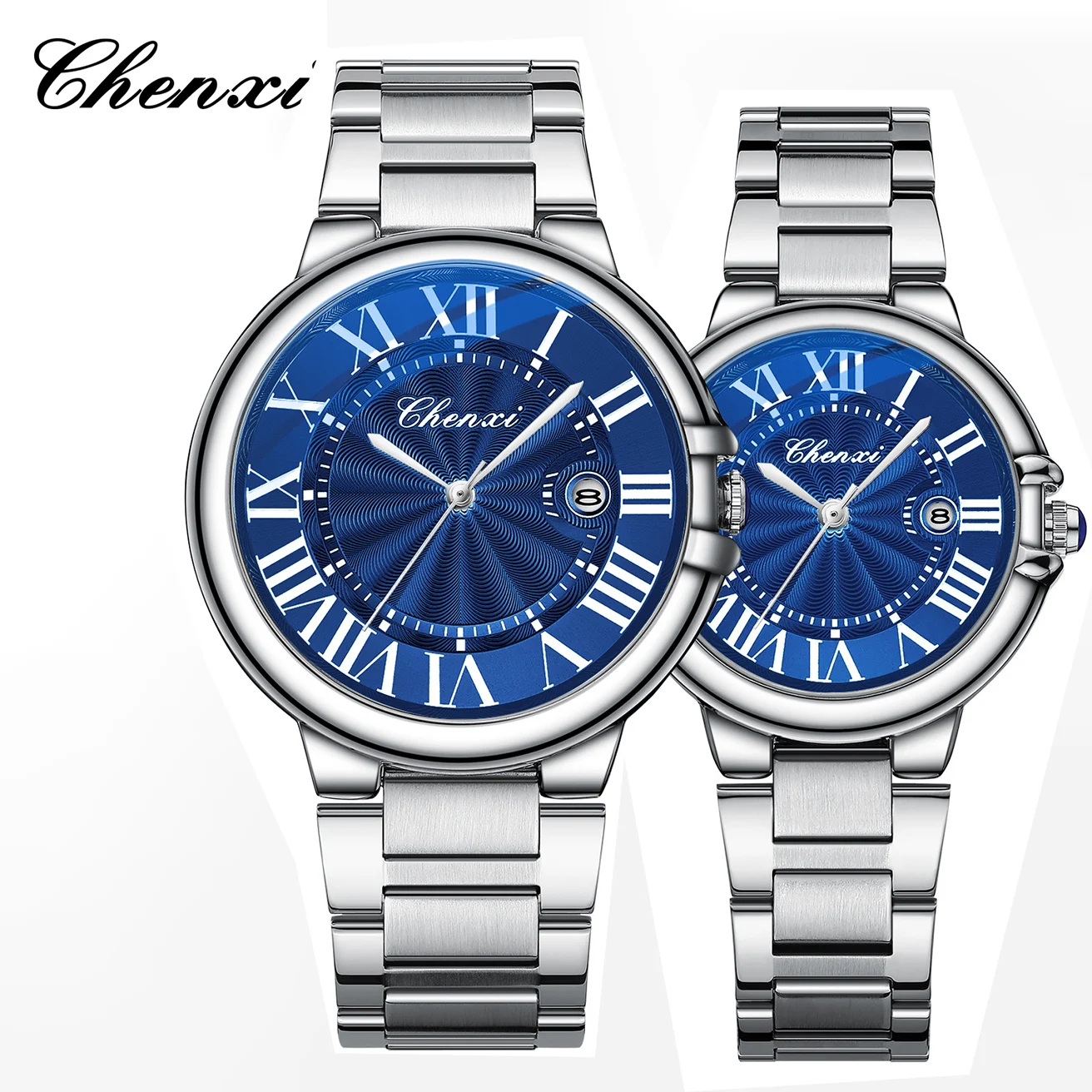 CHENXI origineel horloge paar horloges paar mannen en vrouwen 2 stuks set zakelijke mode roestvrijstalen band analoog quartz horloge