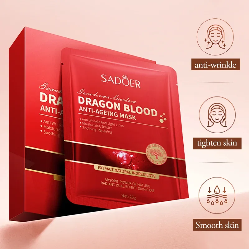 10Pcs Dragon Blood Moisturizing Tender Facial Mask Light Lines Soothing Repair Face Dry Rough Firming Beauty Face Skin Care