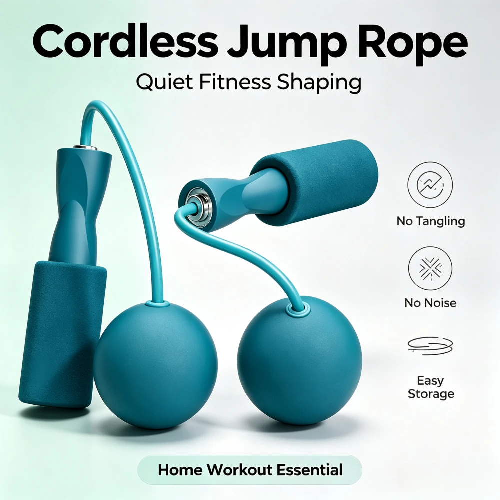 Multifunctional Dual-bearing Wireless Rope Skipping Exercise Fitness Training Exercise Silent Wireless Big Ball Indoor Sports