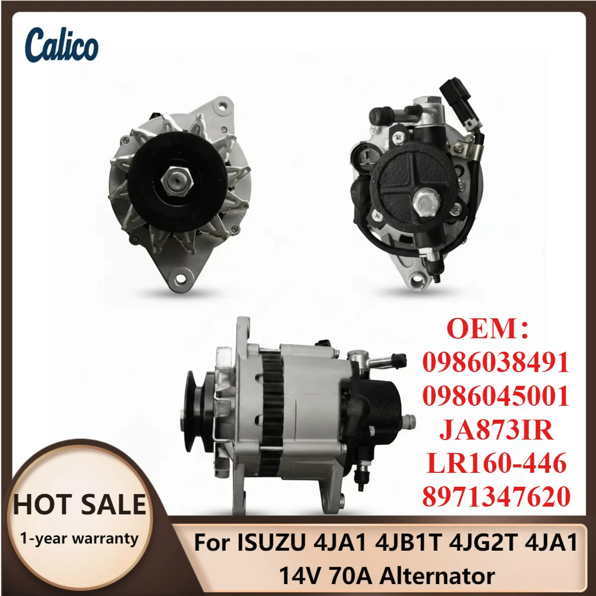 

Высококачественный генератор 14V 70A для ISUZU 4JA1 4JB1T 4JG2T 4JA1, номера 0986038491, 0986045001, JA873IR, LR160-446, 8971347620