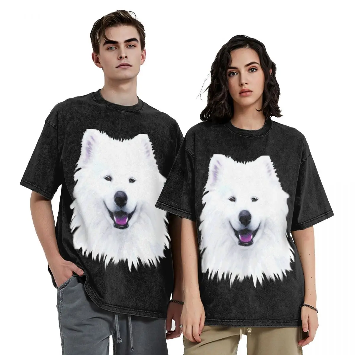 

Smiling White Samoyed Dog Face Painting T-Shirt oversize t-shirts man anime for a boy cute clothes mens shirts graphic tee