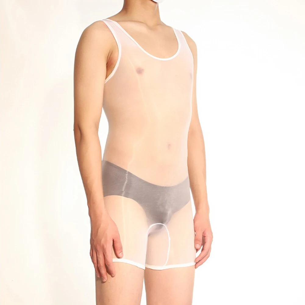 

Мужское сексуальное нижнее белье, масляное блестящее боди Femboy, эластичное прозрачное нижнее белье без рукавов, прозрачный комбинезон, дышащие мужские трусы