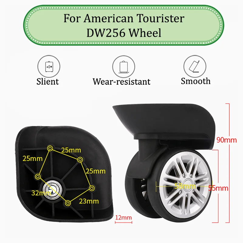 For American Tourister DW256 Universal Luggage Wheel Mute Wear-resistant Push-pull Smooth Luggage Replacement Accessories Wheels