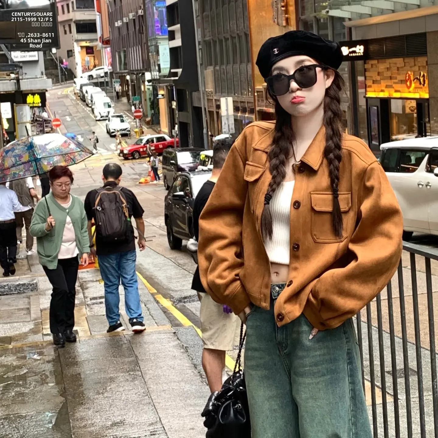 2025 New Suede ort Jaet Women's Sli Collar Flip Brown Leather Coat Versatile Quali Inner Polyester Stand Fit Winter