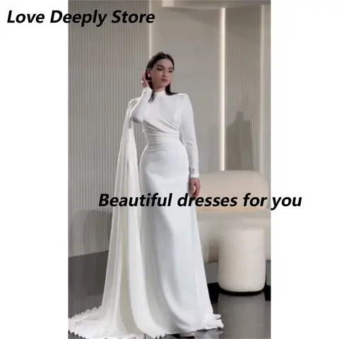 Elegant Ivory Evening Dresses Customized Mermaid  Full Cape Sleeves Formal Prom Gowns Floor Length Party Dress 2025