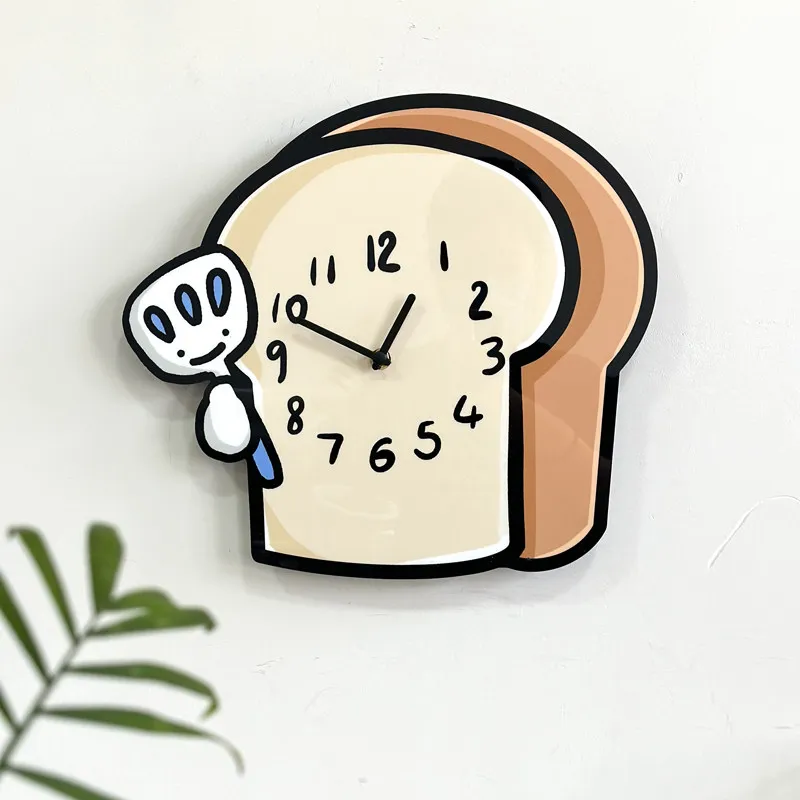 Niedliche Innenwanduhr, moderne digitale Xenomorph-Cartoon-Ästhetik-Uhr, nordische geräuschlose Wanduhr, Heimdekoration