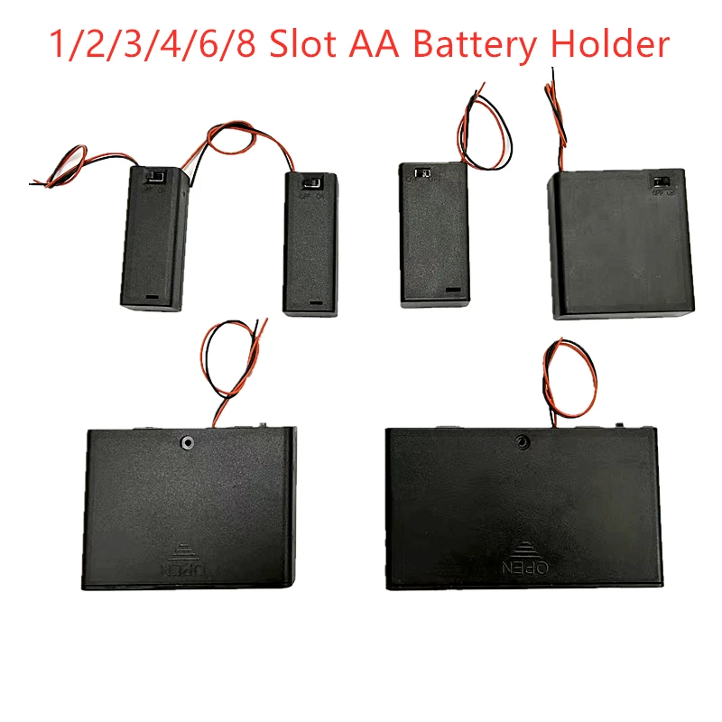 10PCS DIY 1/2/3/4/6/8 Slot AA Battery Holder Box Case AA Battery Holder Box Case with Switch