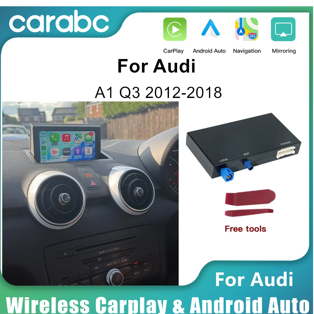 CARABC CarPlay Inalámbrico y Android Auto para Audi A1 Q3 2012-2018 2G/3G MMI HN+ RMC con Función AirPlay Mirror Link BOX