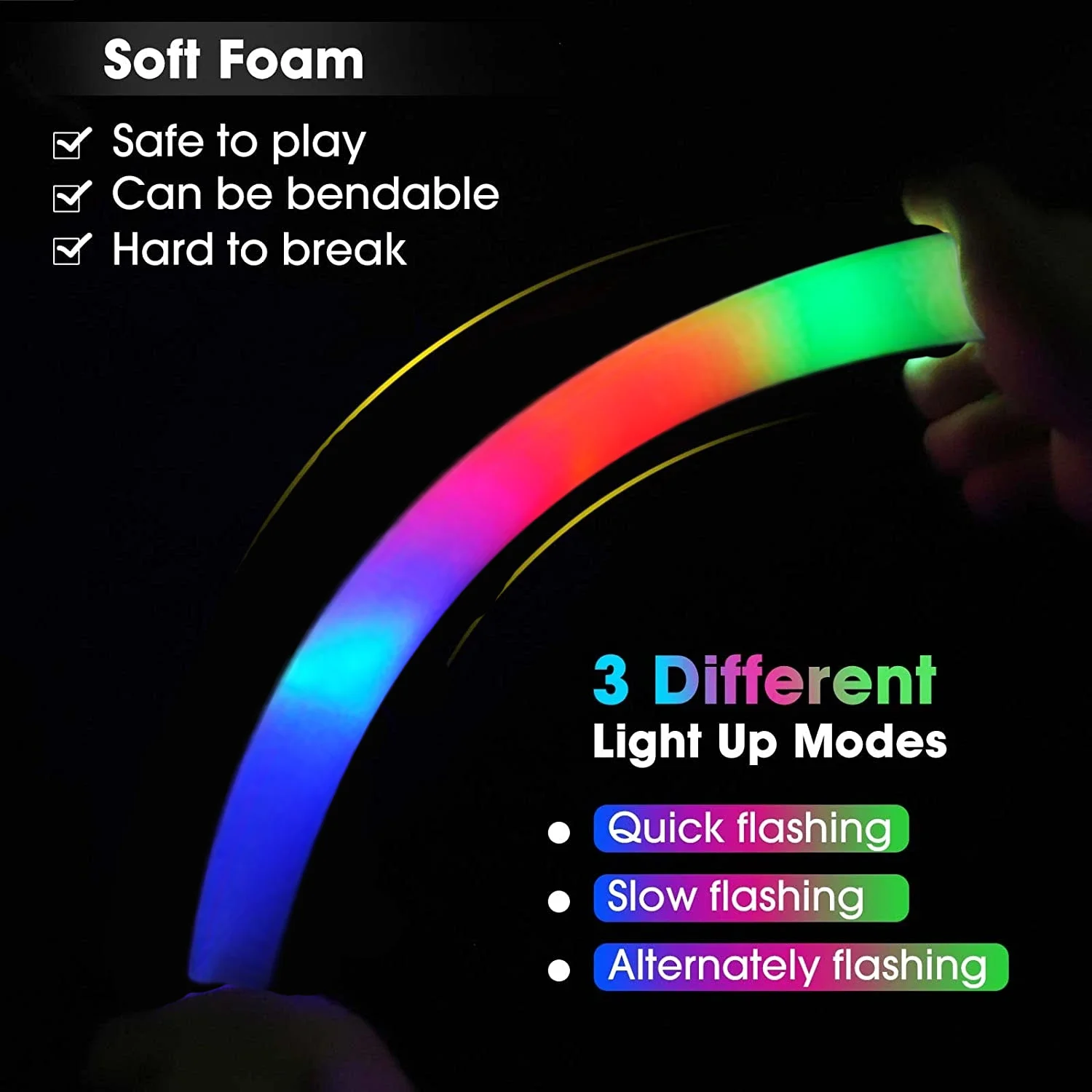 30pcs Customizable LED Glow Sticks Multicolor Foam Sticks Glow Sticks for Personalized Wedding Party Supplies view 4