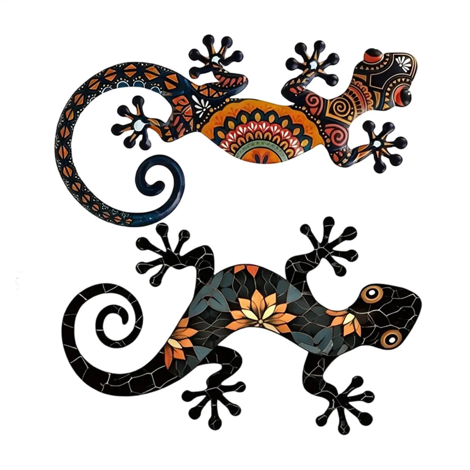 

2 штуки металлических украшений в виде ящериц для сада, декоративные фигурки гекконов для стен, сада, патио, балкона, двора, забора