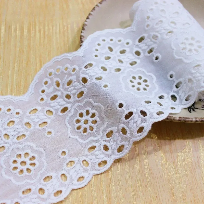 

5Yards X9CM Wide, New Embroidered Pure Cotton Thread Fabric Edge Clothing Border Fabric Handmade Cheongsam Clothing Accessories