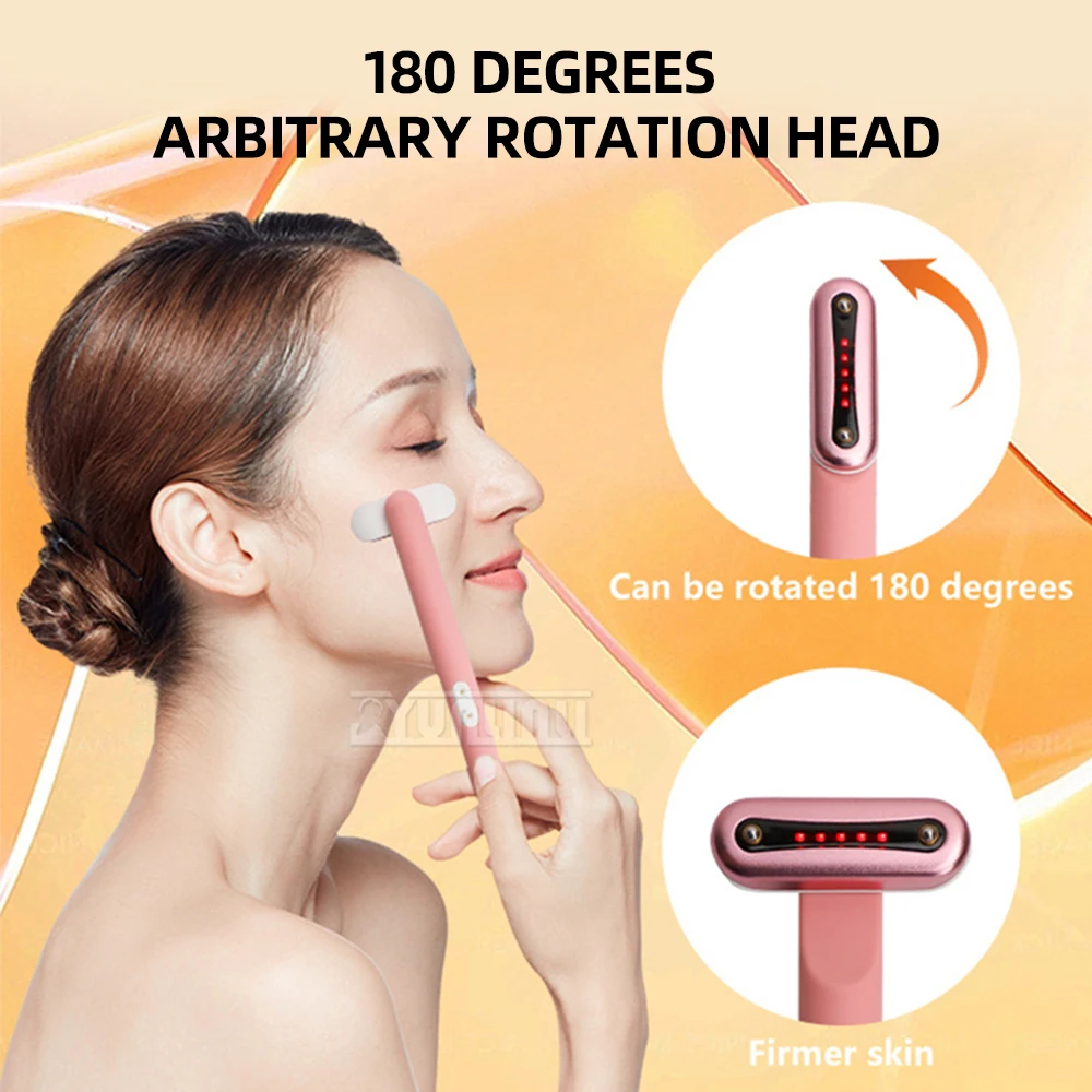 Heating Eye Beauty Device Massager LED Photon Micro-current Eye Vibration Face Firming Lifting Fades Dark Circles Wand