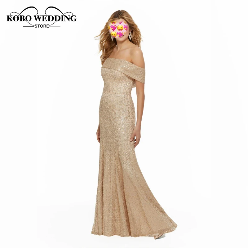 Strapless Gold Bridesmaid Dresses Elegant Sheath off Shoulder Bling Bling Wedding Party Dress Vestido Dama De Honor Low Back