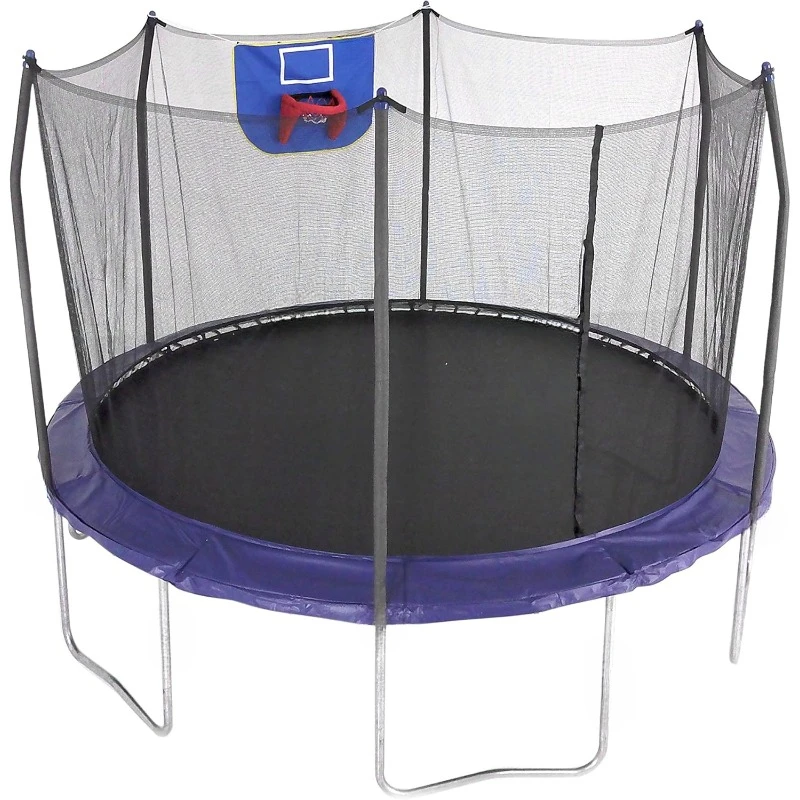 Outdoor 15 Ft. Jump N’ Dunk Round Outdoor Trampoline with Net, Trampoline Mat, and Basketball Hoop for Trampoline