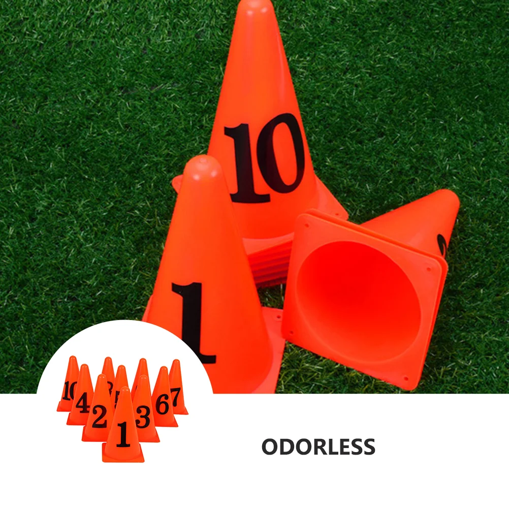 

10 Pcs Mini Soccer Number Sign Bucket Cone Ice Cream Child Cones 135X135CM Imported PE Material Football Obstacle