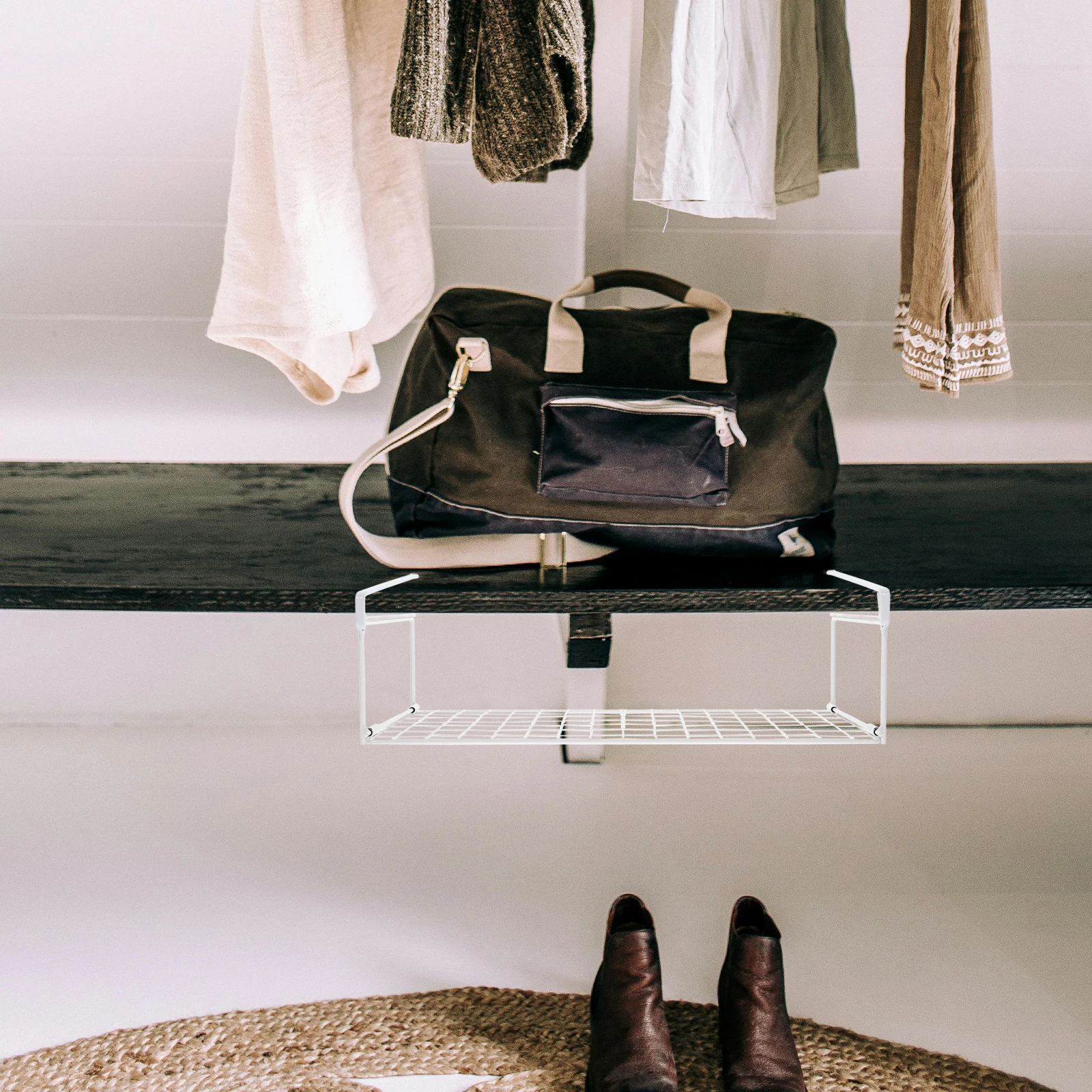 

2pcs Black Space-saving Hanging Shoe Rack Closet Organizer Storage Cabinet Without Drilling Simple Installation Shoes Holder