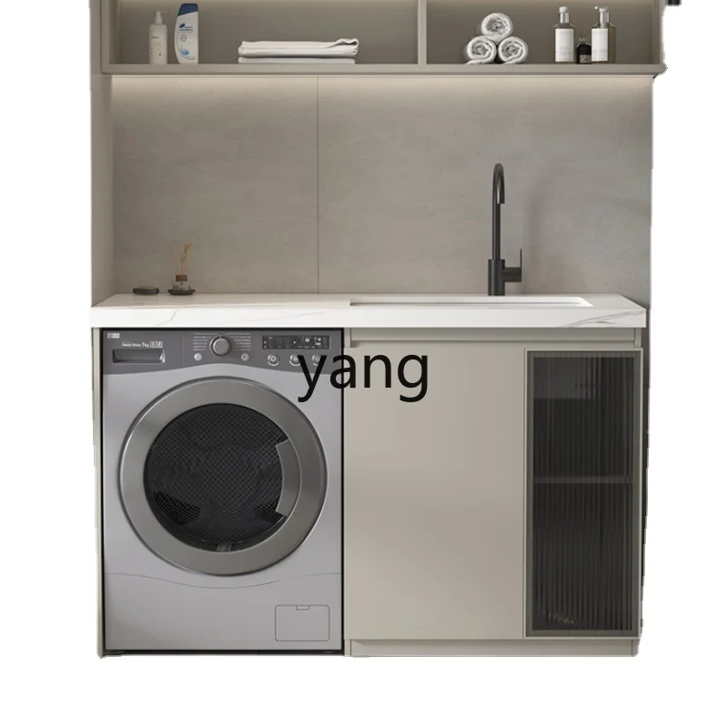 

CX Honeycomb Aluminum Stone Plate Table Washing Machine All-in-One Cabinet Balcony Laundry Tub Companion with Washboard