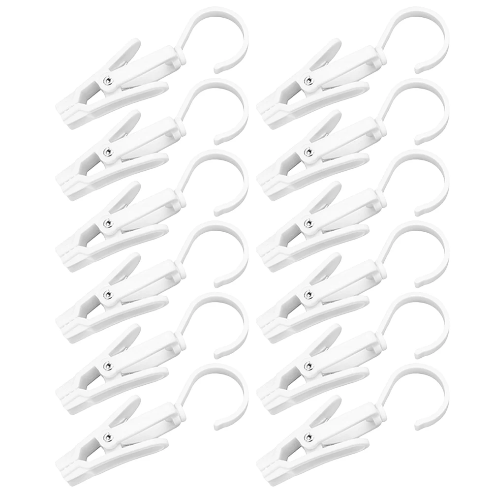 

12pcs White Rotatable Hook Clips for Clothes Hat Boot Laundry Multi-use Hangers Travel Plastic Closet Bathroom Home Gifts