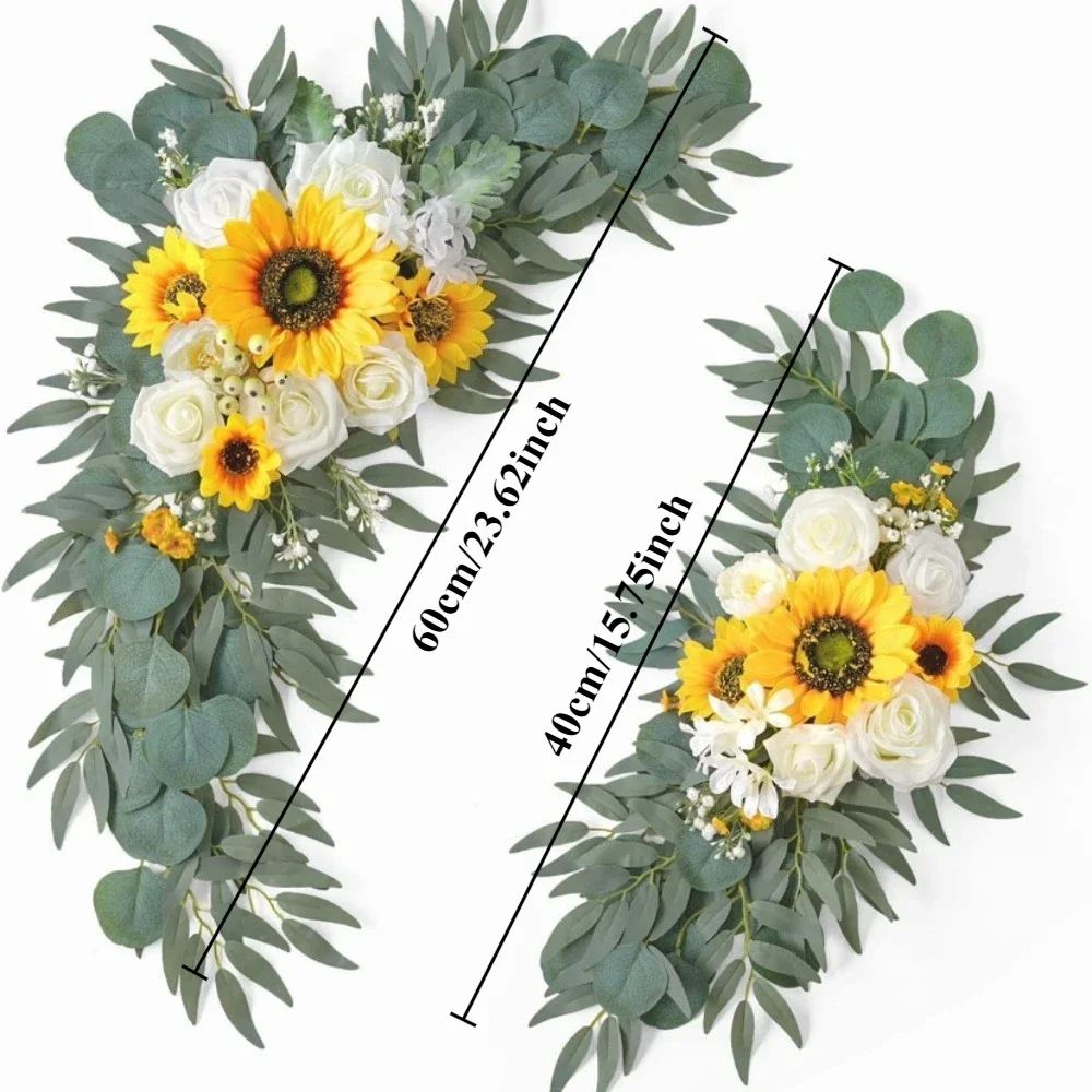 Romantische weiße künstliche Hochzeitsblumen, künstliche Bogenblumen, künstlicher Hochzeitsbogen, Blumen-Set, Hochzeit, Willkommensschild, Dekor – Detail 33