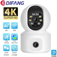 4MP WiFi IP Camera 4G Dual Lens Dual Screen Baby Monitor Home Security Camera PTZ Auto Tracking CCTV Video Surveillance Yoosee