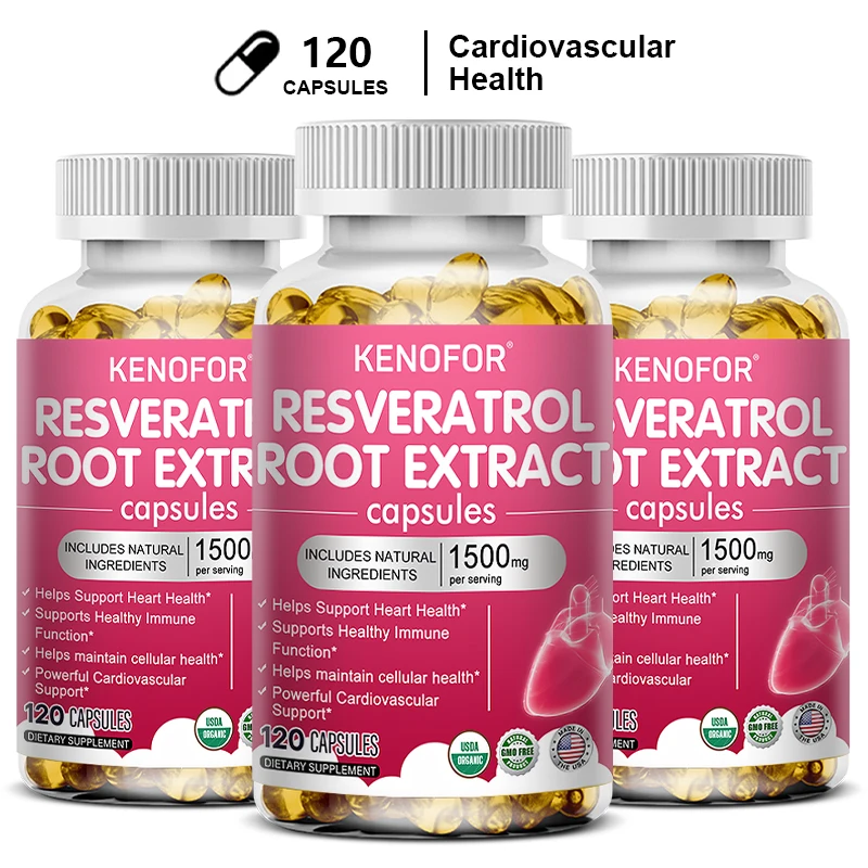 Kenofor Resveratrol-Extract 1500 Mg-Immuunsysteemfunctie, Collageenvorming En Energiemetabolisme