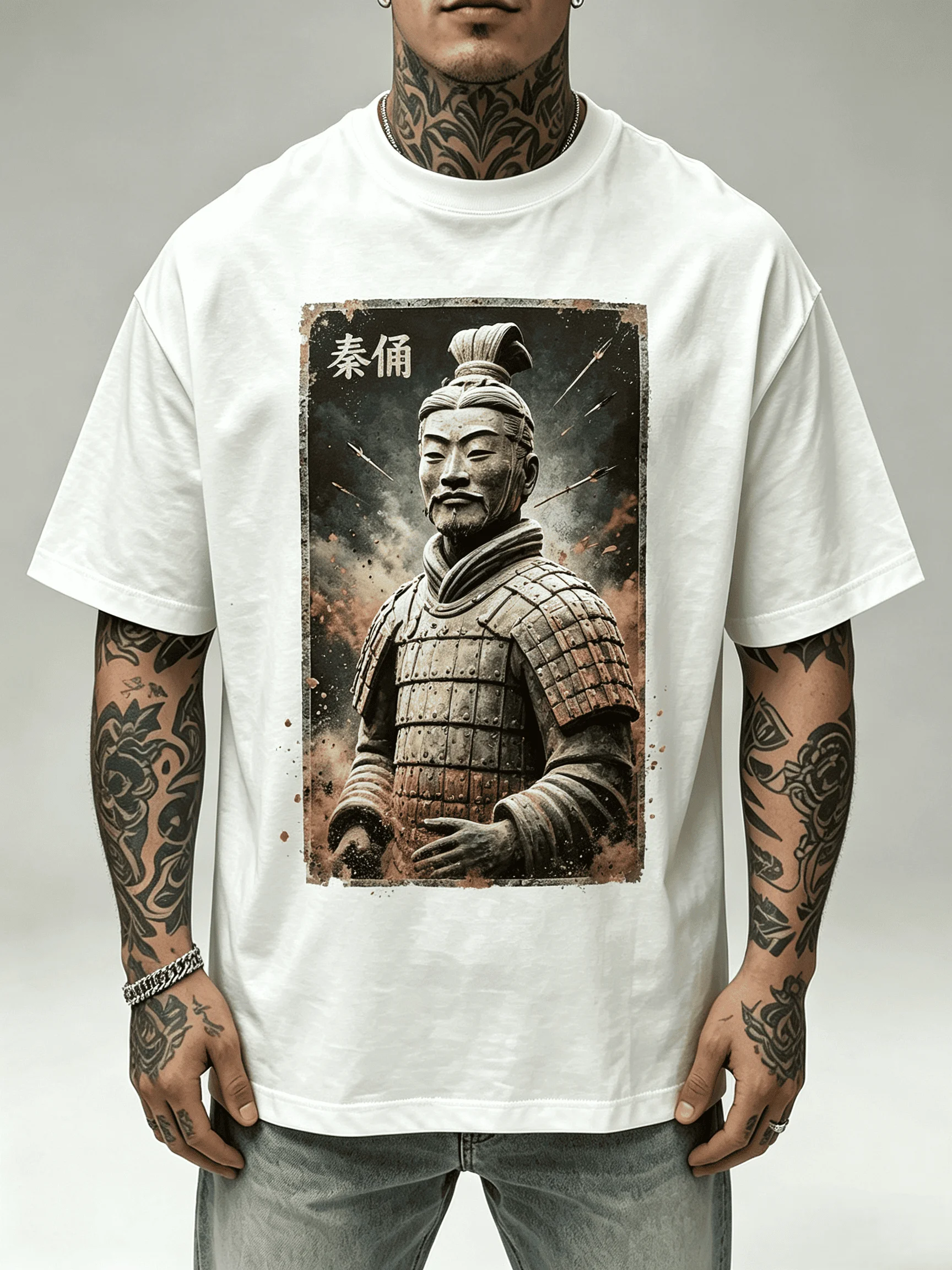 Unisex Terracotta Warriors T Shirt Men Women China Ancient Soldier Qin Dynasty Vintage Grunge Graphic Oversized Short Sleeve Oriental Street Tops