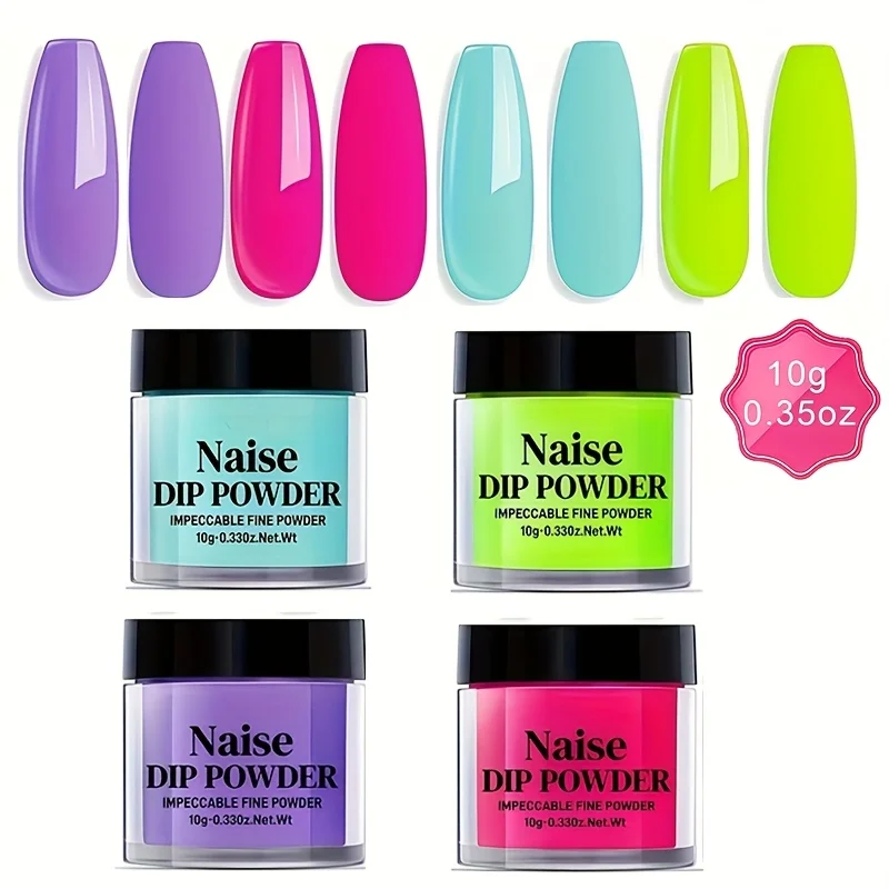 Set di unghie rosa immersivo - 4 tonalità morbide (viola, rosa, verde, blu) |   Set per principianti inodore per manicure e pedicure francesi fai da te