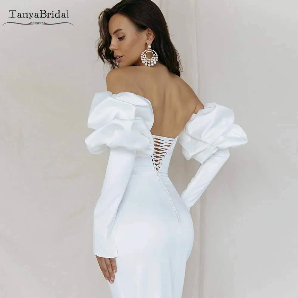

Charming Puffy Satin Detachable Wedding Sleeves With Fit Arms Long Fingerless Gloves Bridal Accessories DG267